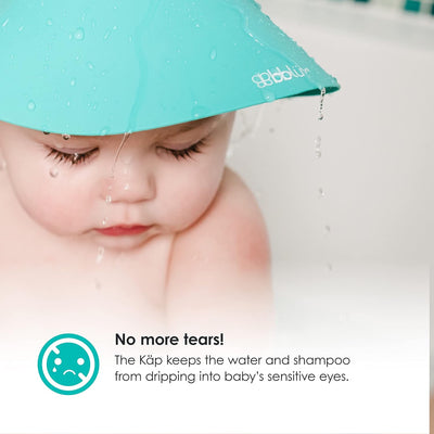 BBLUV Käp Silicone Shampoo Repellent Cap – Grey | Adjustable, Soft & Waterproof Bath Visor for Babies & Toddlers | No More Tears, Protects Eyes & Ears