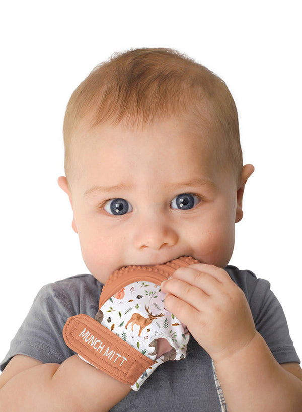 Munch Teething Mitten, Woodland Animal, Brick Color - MM22WA