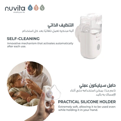 Wearable MESH Aerosol | Hands-Free Therapy for Respiratory Treatment | Fast & Quiet | Rechargeable Lithium Battery | Includes Masks, Mouthpiece, Carrying Case | Self-Cleaning Function