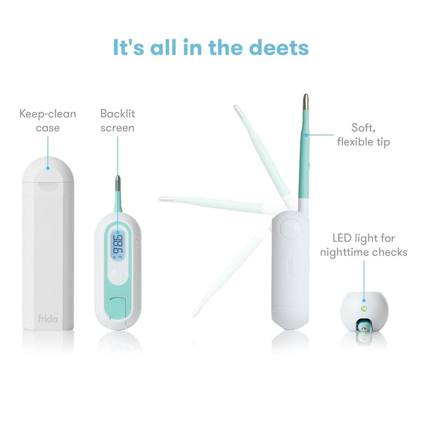 Frida Baby 3-in-1 True Temp Digital Thermometer for Fevers: Babies & Kids (Rectal, Underarm + Oral)