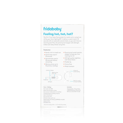 Frida Baby 3-in-1 True Temp Digital Thermometer for Fevers: Babies & Kids (Rectal, Underarm + Oral)