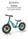 Charlie Glow Sky Blue Kids Balance Bike with Light-Up Wheels | No Batteries Needed | Adjustable | 18-48 months