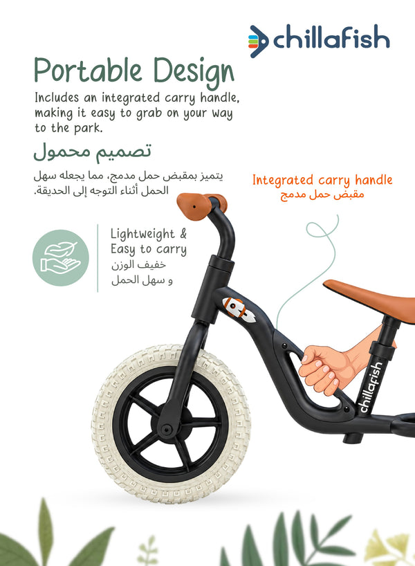 Charlie Black 10-Inch Kids Balance Bike | Adjustable Seat | Puncture-Free Tires | Carry Handle | 18-48 months