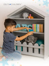 Happy Home Storage Bookcase | Spacious Shelves at Kid-Friendly Height | Strong Wooden Construction | Fun Playhouse Design | 92.71x114.3x31.75 CM | Ideal for Books & Toys