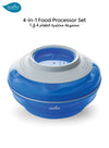 Multifunctional Feeding Set | 4-in-1 Meal Set | Plate with Suction Cup | Fruit Grater | Lemon Squeezer | Bowl & Spoon | Dishwasher & Microwave Safe | Compact & Portable | Blue