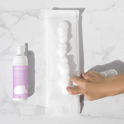 Frida Mom Postpartum Recovery Essentials Kit - Includes Disposable Underwear, Ice Maxi Absorbency Pads, Cooling Witch Hazel Medicated Pad Liners, Perineal Medicated Healing Foam And Peri Bottle