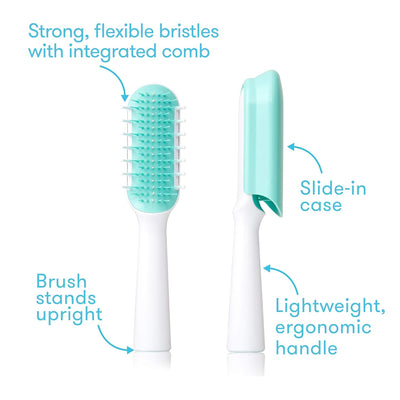 Frida Baby Thick or Curly Hair Detangler Brush for Kids, Toddler Hairbrush Detangles Knots Without Tears or Breakage, Comb Teeth and Bristle Design