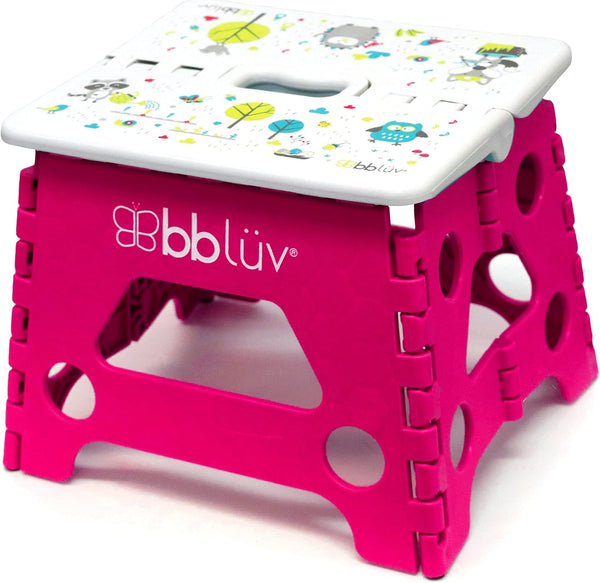 BBLUV Stëp Foldable Step Stool for Kids – Pink | Sturdy & Safe Design for Potty Training, Hand Washing & More | Lightweight, Compact & Easy to Store