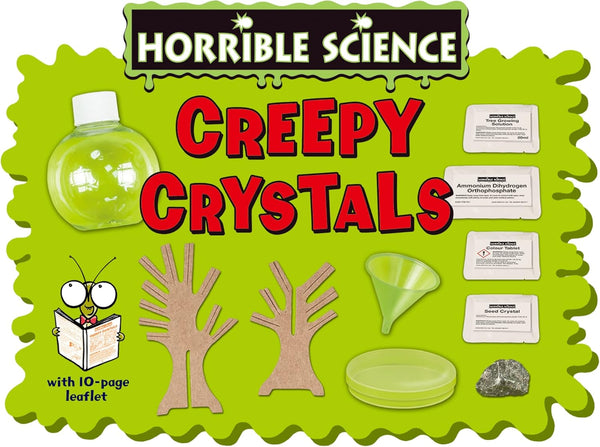 Horrible Science Creepy Crystals Kit - Grow Your Own Spooky Colorful Crystal Trees! Fun & Educational Science Experiment Set for Kids - Perfect STEM Gift