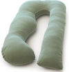 PharMeDoc Organic Pregnancy Pillow - U Shaped Maternity Body Pillow - Sage Color - Organic Cotton Cover Full Body Pillow