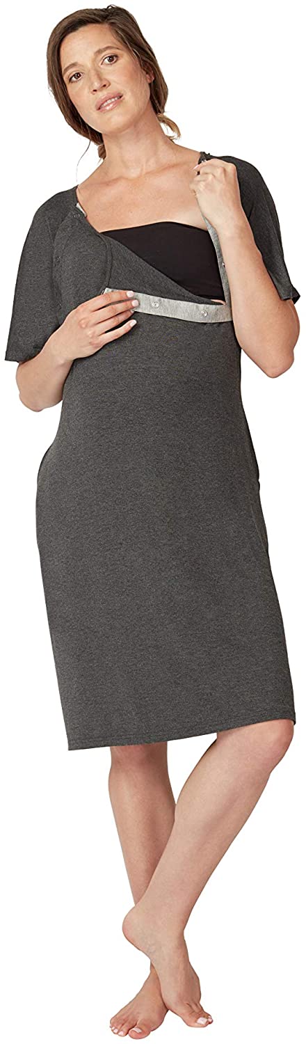 Frida Mom Delivery and Nursing Gown - Easy-Snap, Tagless, Skin-to-Skin Access and Full Coverage in The Back