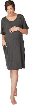Frida Mom Delivery and Nursing Gown - Easy-Snap, Tagless, Skin-to-Skin Access and Full Coverage in The Back