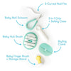 Fridababy Baby Grooming Kit by Fridababy (Includes Finger Brush with Storage Stand, Hair Brush with Case Styling Hair Comb, Easy Grip Nail Scissors with Nail File and Case)