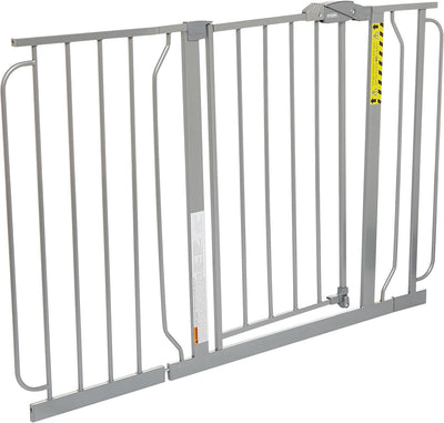 Regalo Easy Step 49-Inch Extra Wide Baby Gate – Includes 4" & 12" Extension Kit, Pressure & Wall Mount, Walk-Through Design, Safety for Doorways & Stairs – Platinum