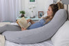 PharMeDoc Pregnancy Pillow, U-Shape (Jersey Grey, Detachable) Full Body Pillow and Maternity Support for Back, Hips, Legs, Belly for Pregnant Women, Jersey Grey