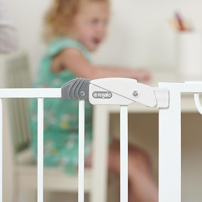 Regalo Easy Step 38.5-Inch Extra Wide Walk Thru Baby Gate – Secure, Adjustable Safety Gate for Doorways & Stairs, Pressure Mount, One-Hand Latch, Pet-Friendly