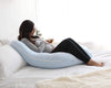 PharMeDoc Pregnancy Pillow, U-Shape (Jersey Blue, Detachable) Full Body Pillow and Maternity Support for Back, Hips, Legs, Belly for Pregnant Women, Jersey Light Blue