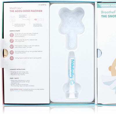 Frida Baby Sick Day Prep Kit | Sick Baby Essentials, Allergy Relief Set Includes NoseFrida Nasal Aspirator, MediFrida Pacifier Medicine Dispenser, Breathefrida Vapor Rub, Snot Wipes