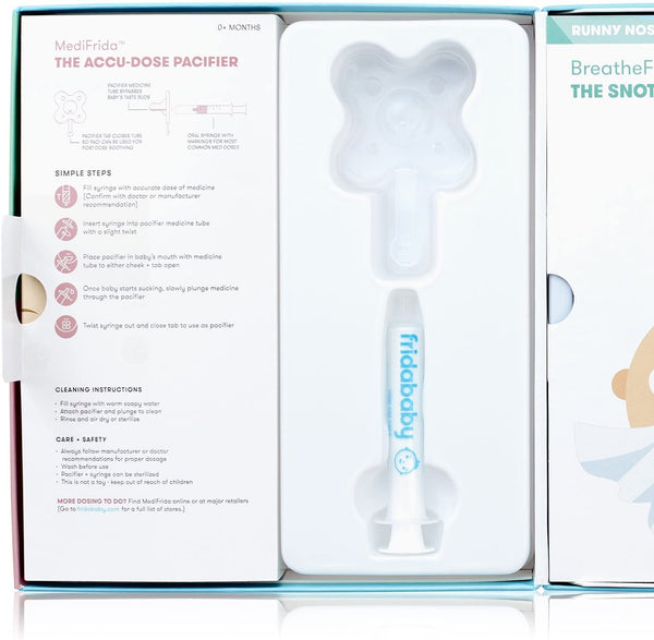 Frida Baby Sick Day Prep Kit | Sick Baby Essentials, Allergy Relief Set Includes NoseFrida Nasal Aspirator, MediFrida Pacifier Medicine Dispenser, Breathefrida Vapor Rub, Snot Wipes