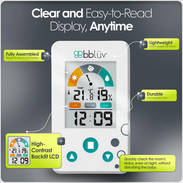 BBLUV Igrö - 2-in-1 Digital Thermometer/Hygrometer for baby’s room