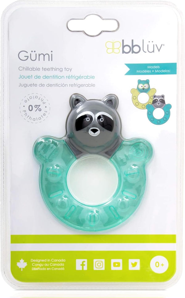 bblüv Gümi (Raccoon) Chillable Teething Toy – Soft, Textured, Easy-to-Hold Teether for Babies – Soothes Sore Gums, Provides Cooling Relief & Gentle Massage During Teething