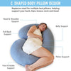 PharMeDoc Pregnancy Pillow with Dark Grey Cooling Cover, C-Shape Full Body Pillow and Maternity Support - Support for Back, Hips, Legs, Belly for Pregnant Women