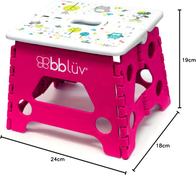 BBLUV Stëp Foldable Step Stool for Kids – Pink | Sturdy & Safe Design for Potty Training, Hand Washing & More | Lightweight, Compact & Easy to Store