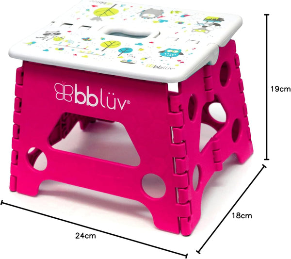 BBLUV Stëp Foldable Step Stool for Kids – Pink | Sturdy & Safe Design for Potty Training, Hand Washing & More | Lightweight, Compact & Easy to Store