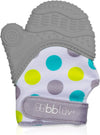 BBLUV Glüv Teething Mitten – Grey | Self-Soothing Relief for Teething Babies | Soft Silicone & Crinkle Fabric, Adjustable Strap