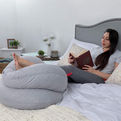PharMeDoc Pregnancy Pillows, C-Shape Full Body Pillow – Jersey Cover Dark Grey – Pregnancy Pillows for Sleeping – Body Pillows for Adults, Maternity and Pregnancy Pillow