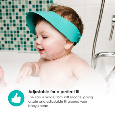 BBLUV Käp Silicone Shampoo Repellent Cap – Grey | Adjustable, Soft & Waterproof Bath Visor for Babies & Toddlers | No More Tears, Protects Eyes & Ears