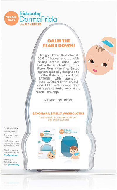 Frida Baby The 3-Step Cradle Cap System By | Dermafrida The Flakefixer | Sponge, Brush, Comb And Storage Stand For Babies With Cradle Cap