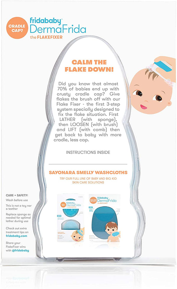 Frida Baby The 3-Step Cradle Cap System By | Dermafrida The Flakefixer | Sponge, Brush, Comb And Storage Stand For Babies With Cradle Cap
