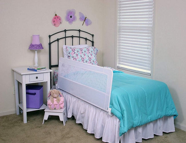 Regalo Extra Long Swing Down Bed Rail – Safe & Secure Toddler Bed Guard, Easy Fold Down, Sturdy & Breathable Mesh, Fits Twin to Queen Size Beds