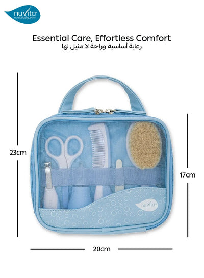 Baby Grooming Kit | Complete Hygiene & Health Care Set | Includes Brush, Comb, Scissors, Nail Clipper, Nasal Aspirator | Travel-Friendly | Elegant Gift Idea | Eco-Leather Case