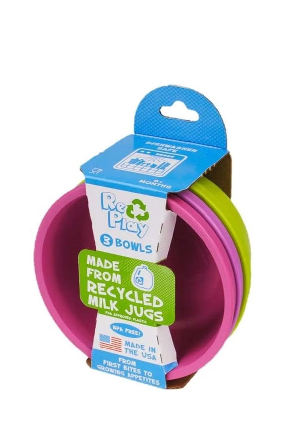 3 Pack Bowls - Purple | Bright Pink | Lime | 12oz | Microwave Safe | Stackable | Durable | Recycled HDPE | Dishwasher Safe | BPA/BPS Free | Perfect for Kids & Adults