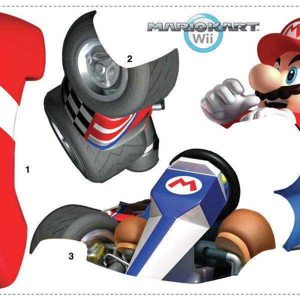 Mario Kart Peel and Stick Wall Decals | Removable Repositionable Stickers | Easy Damage-Free Wall Art for Kids Bedroom Nursery Playroom