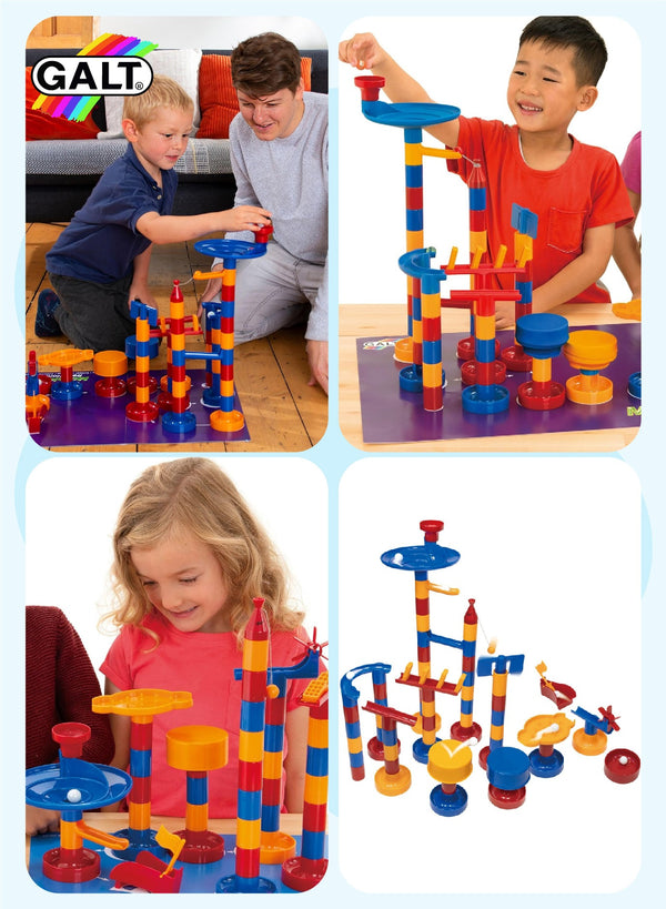 Marble Run Reactions | 75-Piece STEM Chain Reaction Toy | Build Fun Marble Maze | For Ages 4+ | No Batteries | Educational & Creative Play | 42x27x85 cm