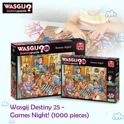 Wasgij Destiny 25 - Games Night Puzzle | 1000 Pieces | Unique Concept | Imagination Challenge | Eco-Friendly Materials | Size 68x49 cm