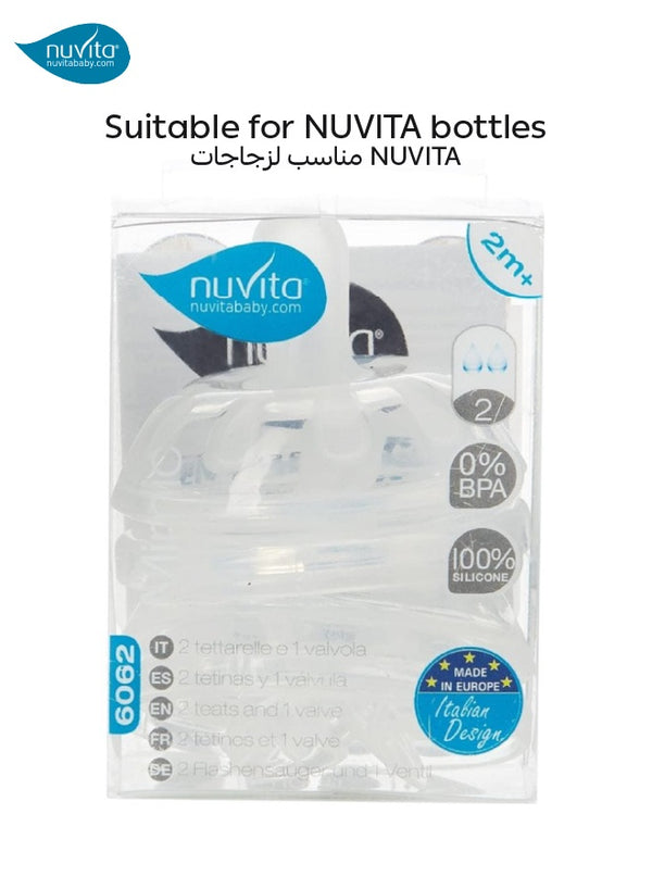 Fast Flow Teat for Baby | BPA-Free | Anti-Colic Valve | Soft Silicone | Suitable for 2+ Months | Mimics Breast Feeding | Pack of 2 Teats | 6.5x6.5x6.5 CM