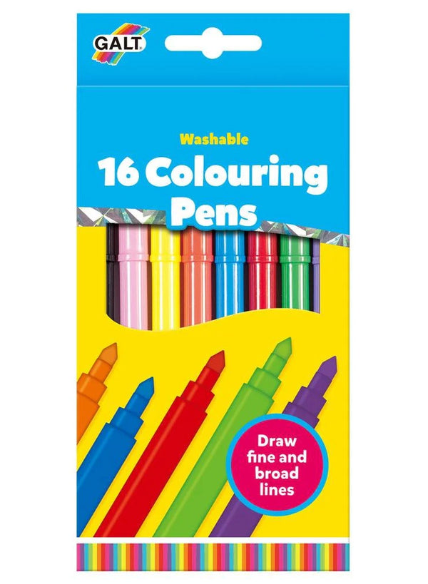 16 Colouring Pens Set | Washable Inks | Bright & Colourful | Ideal for Kids | Easy to Use | Develop Creativity & Fine Motor Skills | 3+ Years