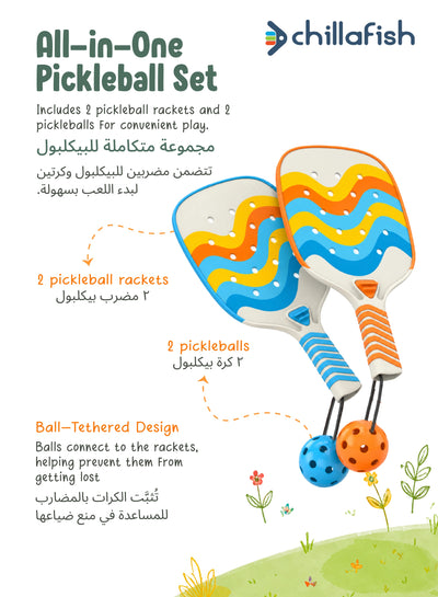 Pickli Sun Yellow Beach Pickleball Racket Set | Water Resistant | Clip-Together Design | All ages