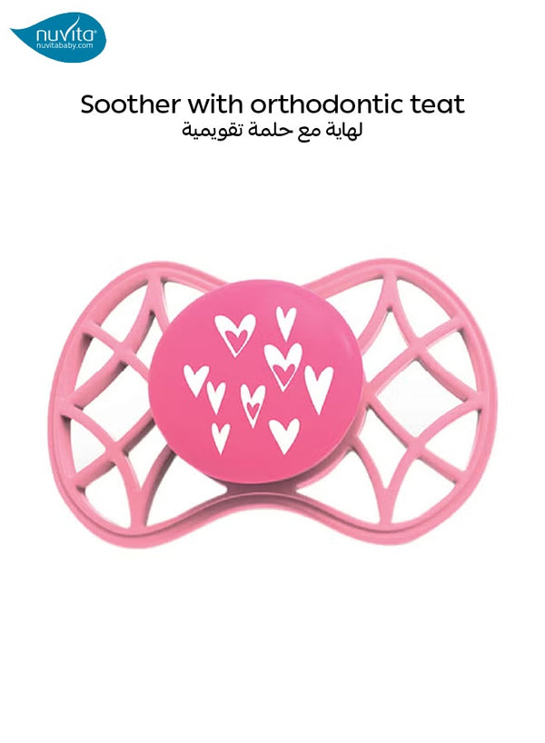 Air.55 Orthodontic Pacifier with Stericover Glow Aquamarine | BPA Free Silicone Soother for Newborn Baby | Orthodontic Nipple | Calming Comfort | 0m+ | 5×4×6 CM | Pink Yarrowww