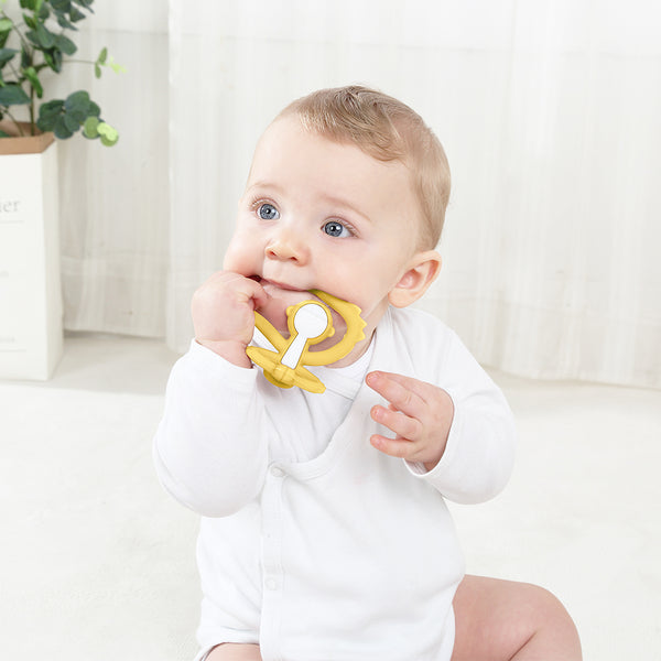 Mombella Hugging Monkey Teether Toy for Babies 5+ Months – BPA-Free, Soft Silicone, Safe & Fun Design for Teething Relief, Easy-Grip, Ideal Gift - Yellow