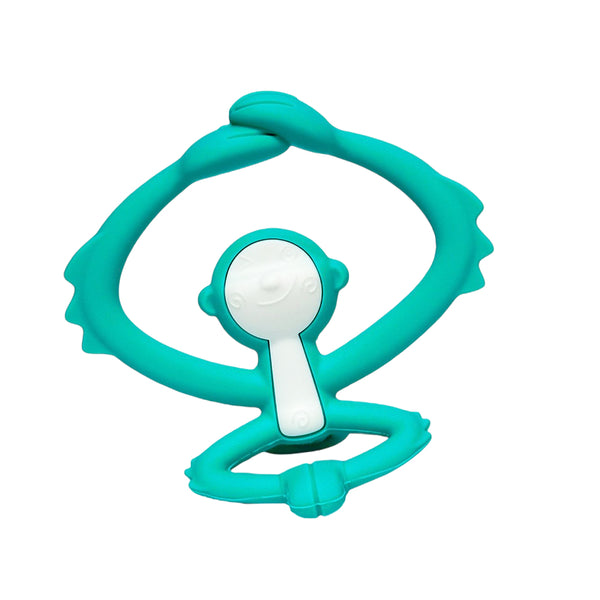 Mombella Hugging Monkey Teether Toy for Babies 5+ Months – BPA-Free, Soft Silicone, Safe & Fun Design for Teething Relief, Easy-Grip, Ideal Gift - Aqua Green