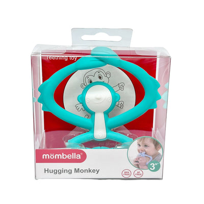 Mombella Hugging Monkey Teether Toy for Babies 5+ Months – BPA-Free, Soft Silicone, Safe & Fun Design for Teething Relief, Easy-Grip, Ideal Gift - Aqua Green