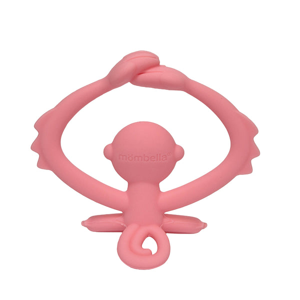 Mombella Hugging Monkey Teether Toy for Babies 5+ Months – BPA-Free, Soft Silicone, Safe & Fun Design for Teething Relief, Easy-Grip, Ideal Gift - Pink