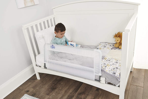 Regalo Swing Down Convertible Crib Rail – Toddler Bed Safety Guard, Easy Swing-Down Feature, Sturdy Metal Frame, Breathable Mesh, No-Tool Setup, Fits Most Cribs