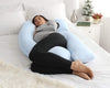 PharMeDoc Pregnancy Pillow, U-Shape (Jersey Blue, Detachable) Full Body Pillow and Maternity Support for Back, Hips, Legs, Belly for Pregnant Women, Jersey Light Blue