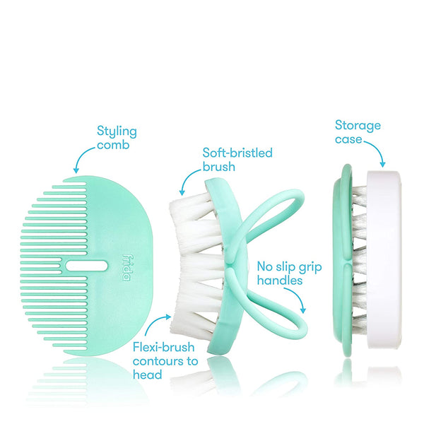 Frida Baby Infant Head-Hugging Baby Hairbrush and Comb Set, Newborn and Up